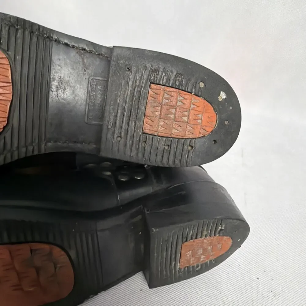 Double H Biker Boots Men Black Leather Square Toe Distressed Motorcycle 8.5